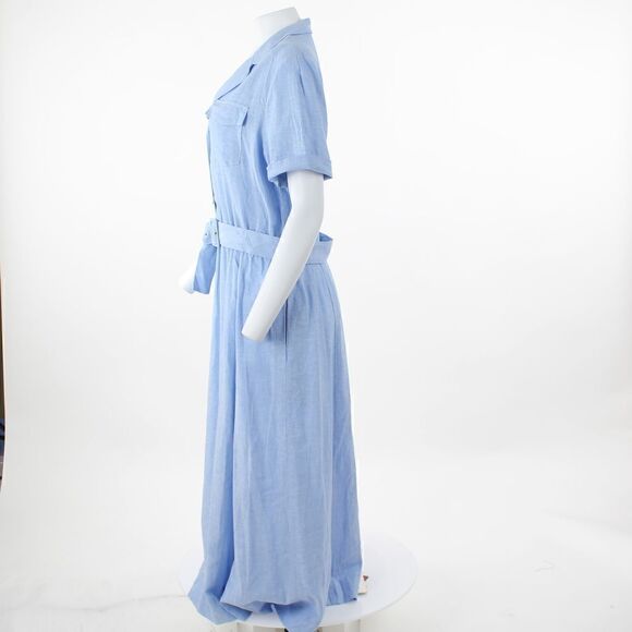 Anne Klein Women's Chambray Belted Shirtdress - Blue Lilly - Picture 4 of 5